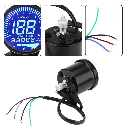Miniatura 6 de Keenso 2.6 "Velocímetro universal para motocicleta, tacómetro LED, medidor de nivel de aceite