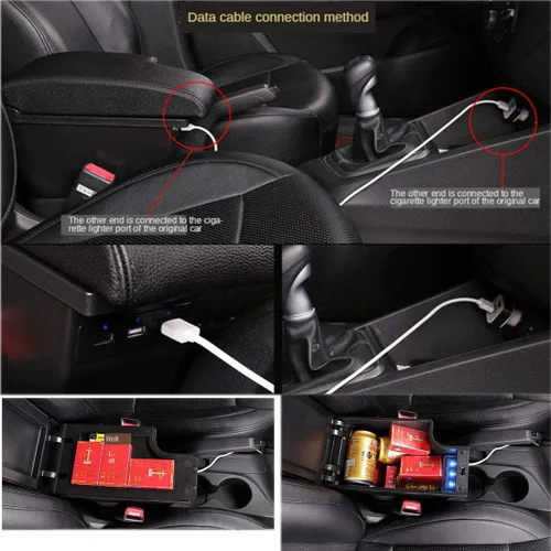 Miniatura 3 de YJYWZH Caja de reposabrazos para Toyota Hilux Central, caja de almacenamiento organizadora, consolas interiores con 3 puertos USB, reposabrazos