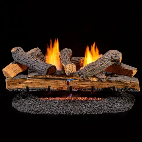 Duluth Forge Juego de troncos de gas de combustible dual sin ventilación, 30 pulgadas, roble dividido, 33,000 BTU, control remoto, modelo # DLS-30R-1