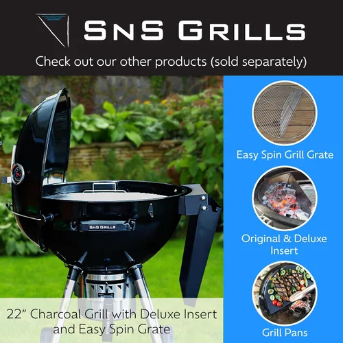 Miniatura 6 de SnS Grills Slow 'N Sear - Cesta de carbón para hervidores Weber de 18 pulgadas, cesta de carbón de acero inoxidable resistente, sistema de cocción