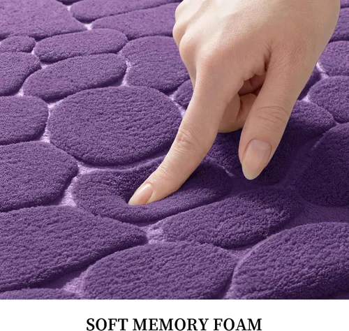Miniatura 2 de YIHOUSE - Alfombra de espuma viscoelástica para pasillo, alfombras de baño con patrón de adoquín, superabsorbentes, alfombras de baño lavables a