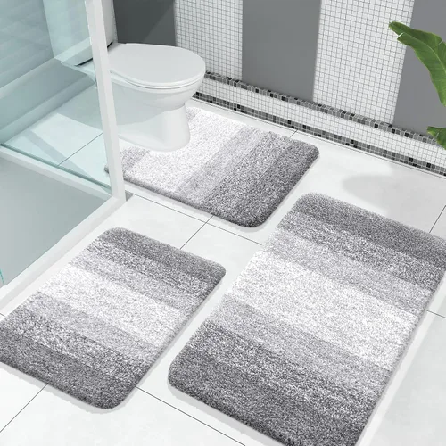 Miniatura 66 de OLANLY Juego de alfombras de baño de 3 piezas, alfombras de baño de microfibra suave y absorbente y alfombra de inodoro de contorno en forma de U