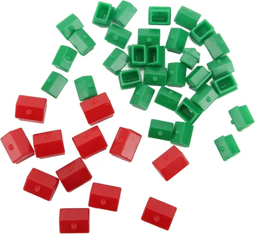 Miniatura 9 de Piezas de repuesto para juegos de hotel, piezas de repuesto, 12 casas rojas y 32 casas verdes, juego de casas y hoteles de plástico, accesorios