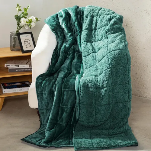 Miniatura 11 de Aemicion Manta con peso para niños de 7 libras, tamaño individual de 41 x 60 pulgadas, cómoda, suave y esponjosa Sherpa, manta pesada para niños