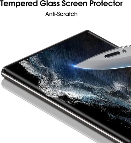 Miniatura 6 de amFilm Protector de pantalla de vidrio para Samsung Galaxy S22 Ultra, curvado 3D con tecnología de dispersión de líquidos, diseñado para lector
