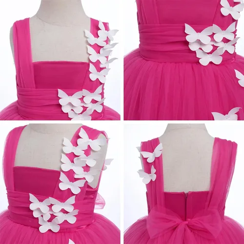 Miniatura 6 de Vestido de tutú con lentejuelas y lazo alto y bajo, vestido de pétalos de encaje, princesa, concurso, boda, fiesta de cumpleaños, vestido formal