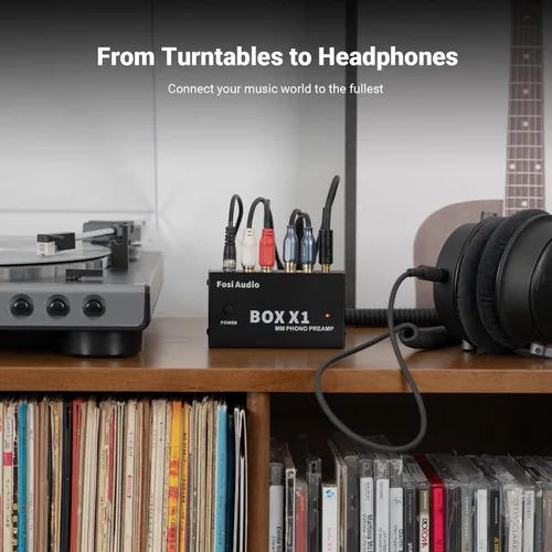 Miniatura 5 de Fosi Audio Box X1 Phono Preamp para giradiscos MM Turntable Mini amplificador de fonógrafo estéreo de audio Hi-Fi/Reproductor de discos con salida