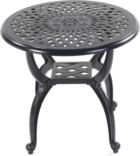 Miniatura 8 de Mandolin Mesa auxiliar de patio al aire libre, resistente al óxido, de aluminio fundido, mesa auxiliar resistente a la intemperie, mesa de café