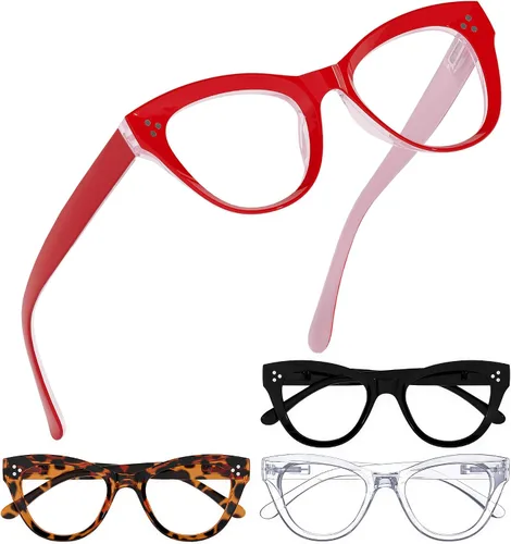 Eyekepper Paquete de 4 lentes con diseño de ojo de gato de gran tamaño para mujer