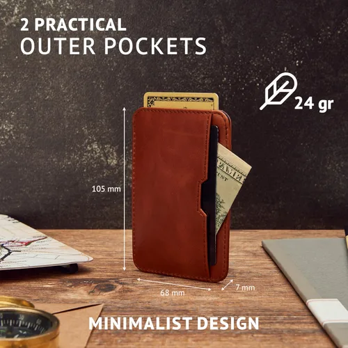 Miniatura 11 de Vaultskin CHELSEA - Cartera de piel delgada con bloqueo RFID para hombre, tarjetero minimalista con bolsillo frontal