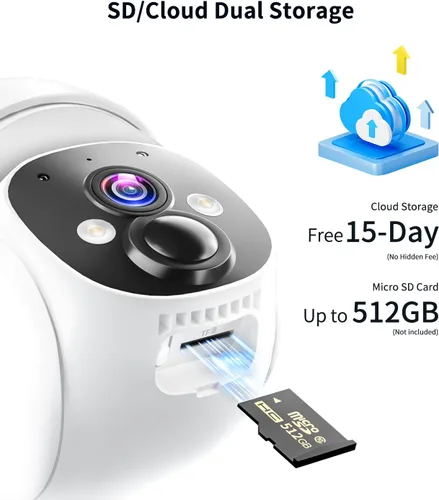 Miniatura 9 de Cámaras de seguridad solar 2K inalámbricas para exteriores, visión de 360°, cámara exterior para seguridad del hogar con visión nocturna a