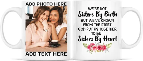 Miniatura 20 de Taza de café con texto en inglés "Because Of You I Laugh", regalo para mujeres, mejores amigas, mejores amigas, tazas personalizadas de amistad