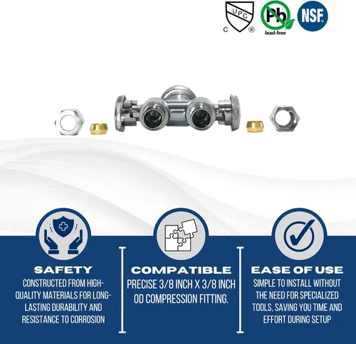 Miniatura 3 de Válvula recta de compresión OD - Ajuste a presión de 1/2" x Dual 3/8" ODComp. - Certificado según las normas NSD ANSI61