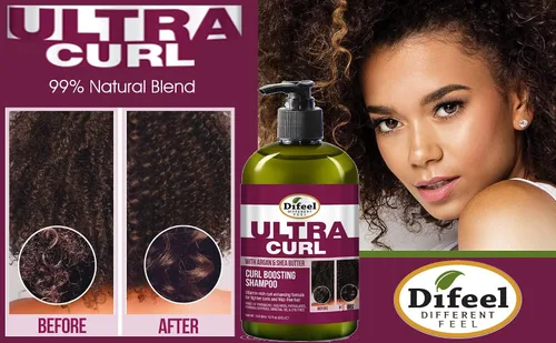Miniatura 2 de Difeel Ultra Curl con Argán y Manteca de Karité - Champú para aumentar los rizos de 12 onzas, champú sin sulfato hecho con ingredientes naturales