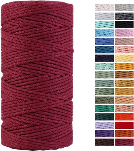 Miniatura 17 de Cuerda de Macramé Gris Claro 3mm x 109 Yardas, Cuerda de Algodón de Colores Cuerda para Manualidades Cuerda de Algodón Colorida para Colgar