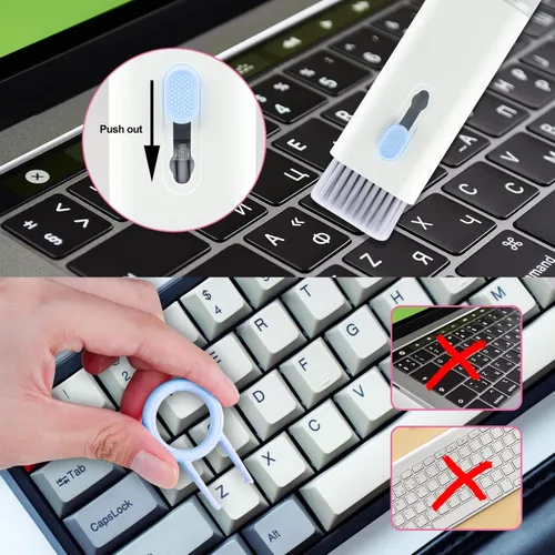 Miniatura 3 de Kit de limpieza electrónica 7 en 1, limpiador de teclado, kit de limpieza de laptop para monitor, teléfono celular, auriculares, Lego, lente de Azul
