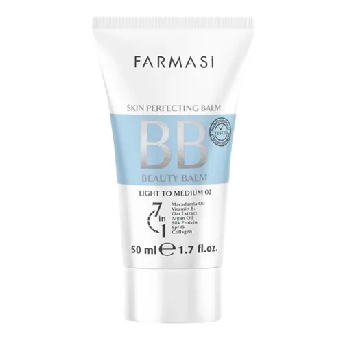 FARMASi BB Cream Beauty Balm, humectante tintado con SPF 15, acabado mate ligero, maquillaje facial de cobertura construible, 1.7 onzas líquidas, 02