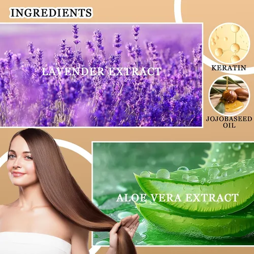 Miniatura 5 de Suero capilar de lavanda y suero de aloe vera para el cabello para mujeres, aceite hidratante para el cabello para peinar el cabello, acondicionador