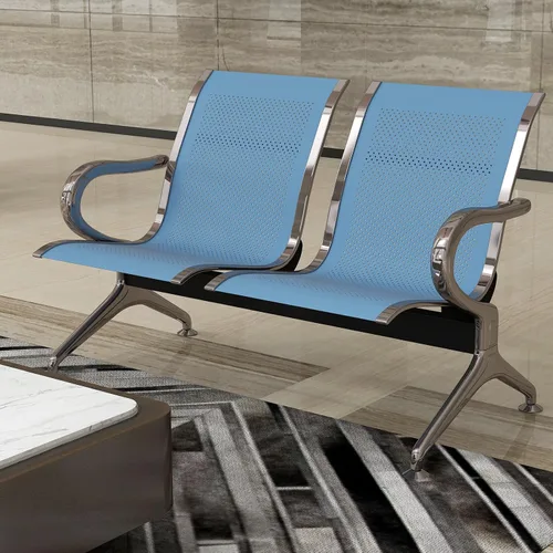 Miniatura 2 de Kinfant Silla de sala de espera de 2 asientos, sillas de recepción de invitados de oficina con respaldo ergonómico, banco de espera de aeropuerto