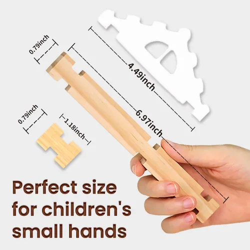 Miniatura 3 de Jovi-mindly &Notchies - Juego de 63 bloques de madera para principiantes, juguetes de aprendizaje preescolar, bloques de madera para niños a partir