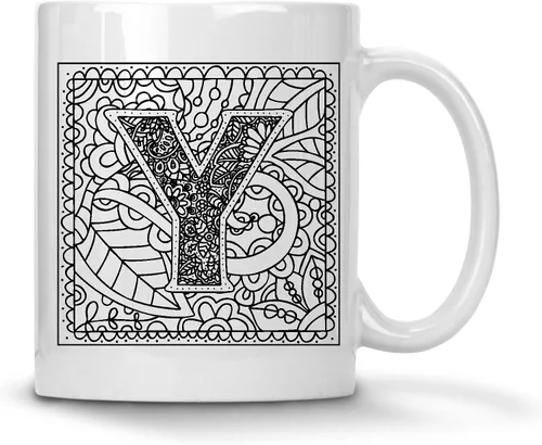 Miniatura 23 de Alankathy Mugs Taza de café monograma, 11 oz, color blanco (A)