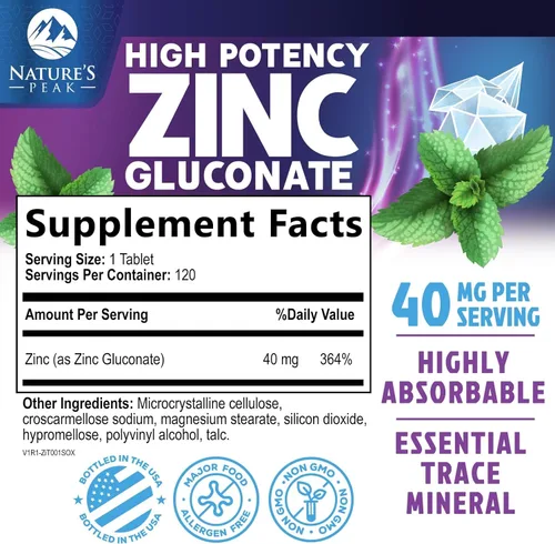 Miniatura 2 de Suplementos de zinc de 40 mg – 40 mg de zinc es el límite diario superior seguro de los NIH para mujeres y hombres – El mejor suplemento de zinc