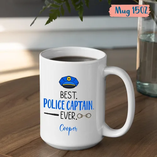 Miniatura 5 de Tazas Best Police Captain Ever, tazas de policía, taza de café personalizada de policía con nombre, regalo de oficial de policía personalizado