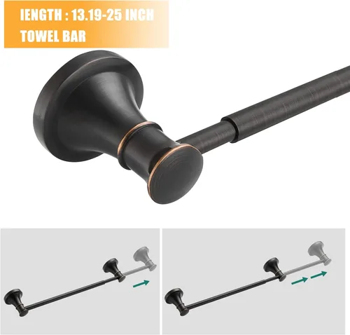 Miniatura 2 de Hoimpro Juego de Accesorios de Baño de Bronce Frotado con Aceite, Conjunto de 4 Piezas de Herrajes de Montaje en Pared con Barra Portatollas Bronce
