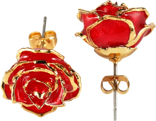 Miniatura 13 de Aretes de rosa chapados en oro para mujer, aretes de rosa de moda, el mejor regalo para esposa, madre en el día de San Valentín, aniversario