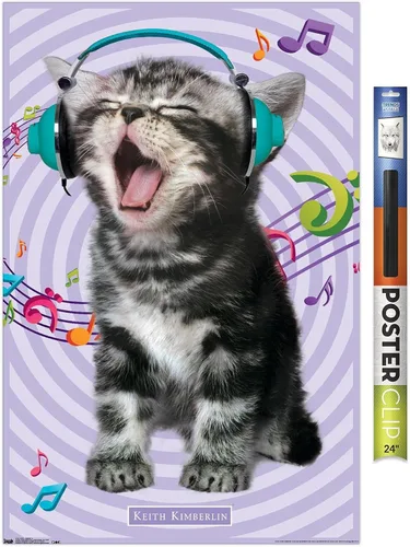 Miniatura 20 de Trends International Keith Kimberlin - Gato - Póster de pared cantando, 14.725 x 22.375 pulgadas, versión con marco de madera tipo granero