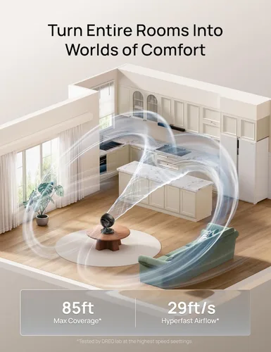 Miniatura 2 de DREO Ventilador inteligente para dormitorio, potente flujo de aire de 85 pies, 12 pulgadas, ventiladores de escritorio silenciosos de 20 dB, Negro