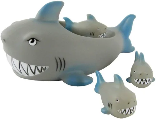 Miniatura 2 de Conjuntos de juguetes de baño de animales para bebé de goma (tiburón)