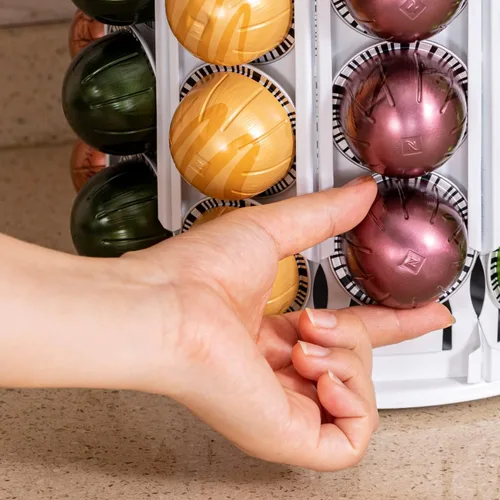 Miniatura 5 de Soporte para cápsulas Vertuo de FlagShip para cápsulas Nespresso, soporte de café con carrusel y elegante diseño en blanco