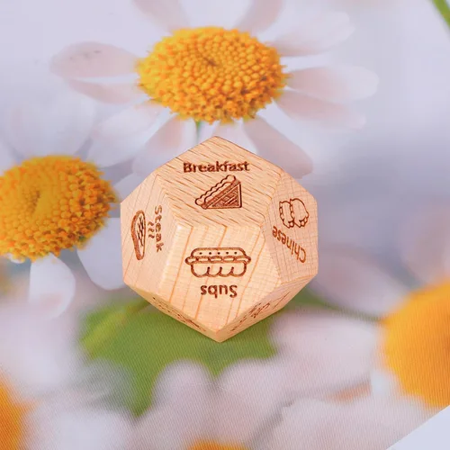 Miniatura 7 de Dados de madera para decisiones de alimentos para mujeres y hombres, regalos de cumpleaños de aniversario para novio, novia, dados divertidos