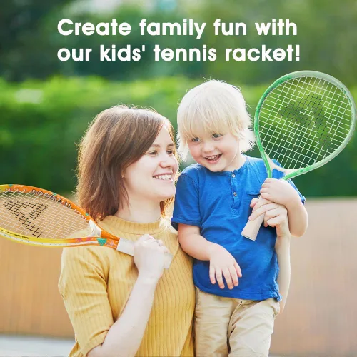 Miniatura 6 de AMA SPORT Raqueta de tenis para niños pequeños, kit de iniciación de raqueta de tenis de 17 a 25 pulgadas para niñas y niños con bolsa de nailon