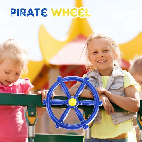 Miniatura 3 de 3 piezas de accesorios para patio de recreo para niños, accesorios para columpios al aire libre, equipo de parque infantil, rueda de barco de Azul