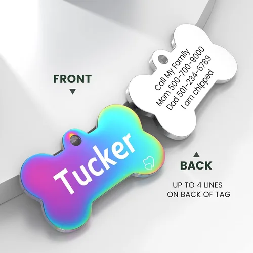 Miniatura 2 de YEHANTI Etiquetas de perro personalizadas grabadas para mascotas, placa de acero inoxidable personalizada para perros y gatos con varios iconos Hueso