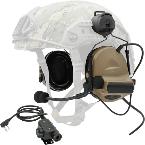 Miniatura 9 de Auriculares tácticos tipo casco con U94 PTT 2pin,Auriculares con cancelación de ruido, para tiro de caza de Airsoft