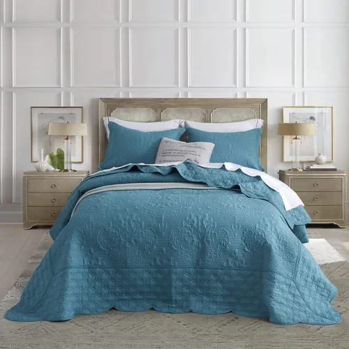 Miniatura 37 de CHIXIN Juego de colcha extragrande tamaño King – Funda de cama ligera – Hermosas costuras – Colcha reversible de 5 piezas – Patrón de paisley