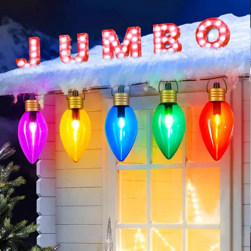 Luces de cadena navideñas súper jumbo de 11 pies con 5 LED o luces marcadoras de sendero, decoraciones navideñas para exteriores - luces colgantes