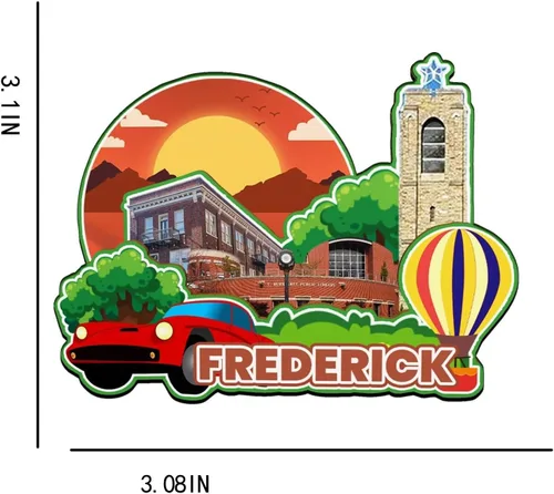 Miniatura 3 de Frederick Maryland USA - Imán de madera para nevera, monumentos 3D, recuerdos coleccionables, decoración hecha a mano -3221