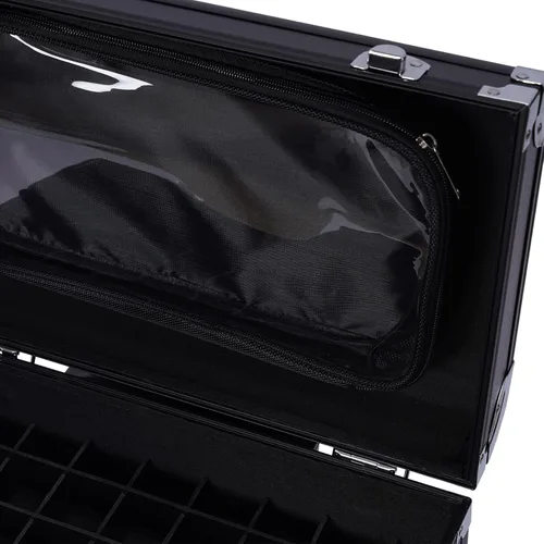 Miniatura 6 de Caja de tren de maquillaje rodante, caja de almacenamiento de maquillaje de 3 capas, carrito cosmético grande con cerraduras, organizador de Negro
