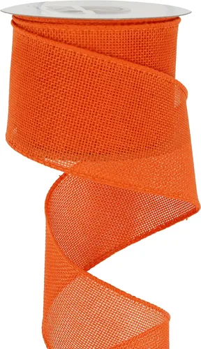 HUIHUANG Cinta de arpillera naranja con alambre sólido con borde con cable, cinta de yute de 2.5 pulgadas para coronas, lazos grandes, manualidades,