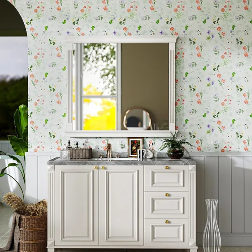 Miniatura 2 de Timeet Papel tapiz vintage para despegar y pegar, papel tapiz floral bohemio, papel de contacto de mariposa, papel de pared autoadhesivo extraíble