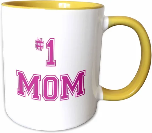Miniatura 12 de 3dRose mug_151622_4 #1 Mom Number One Mom in Hot Pink - Taza negra de dos tonos, 11 onzas, color negro y blanco