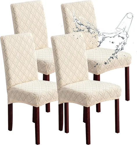 Miniatura 48 de Genina Fundas impermeables para sillas de comedor, fundas elásticas de jacquard para sillas de comedor, extraíbles y lavables, protector de silla
