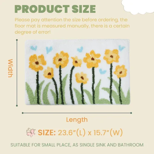 Miniatura 2 de Tapete de baño floral súper absorbente, antideslizante, lavable a máquina, bonito tapete de baño esponjoso para fregadero, dormitorio y sala