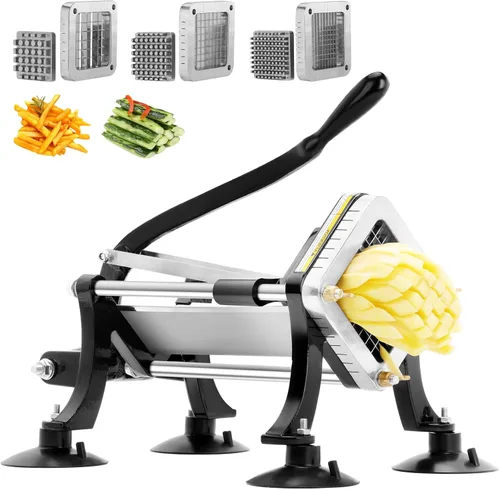 BIEAMA Cortador comercial de papas fritas con cuchillas de acero inoxidable de 1/4 ", 3/8", 1/2 ", cortador de papas fritas para papas y zanahorias