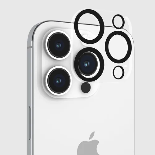 Miniatura 7 de Case-Mate Protector de lente de cámara con anillos de aluminio negro para iPhone 15 Pro Max/iPhone 15 Pro - Doble vidrio templado - Tecnología