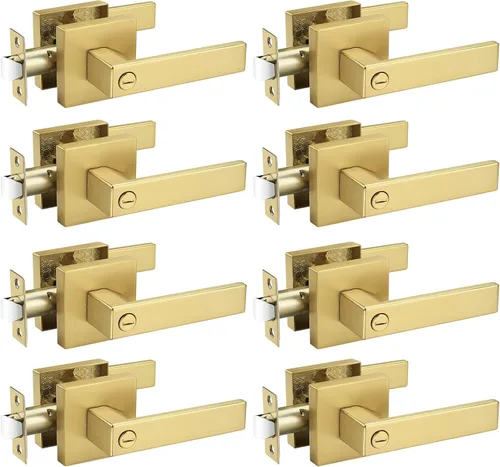 Miniatura 5 de Priobrico - Manija de puerta interior de bronce aceitado con cerradura, manijas de puerta de privacidad para dormitorio, perillas modernas de puerta